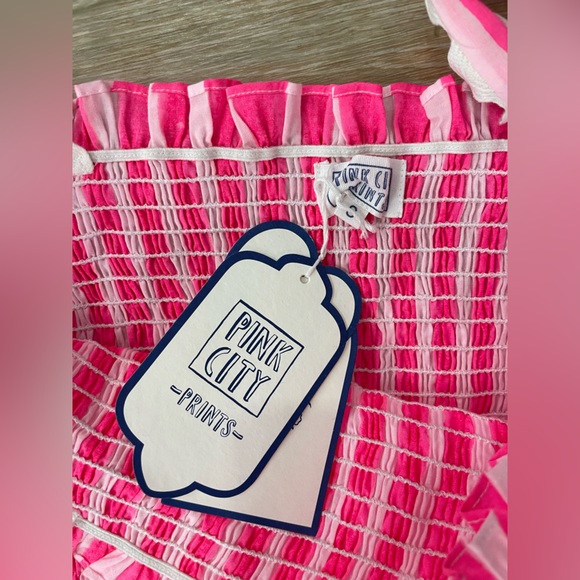 Pink City Prints Neon Pink Stripe Immy Dress NWT size small - Picture 6 of 6